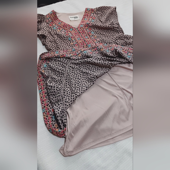 Savanna Jane Leopard Tiered Ruffle Embroidered Babydoll Dress Size M - Picture 8 of 12